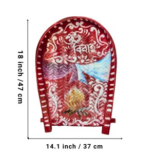 Handicrafts Bamboo Kulo Tray â€“ Handmade & Hand-Painted Soop/Kulo Basket with Traditional Art Design | DecorativeTray for Puja, Wedding Rituals, Home DÃ©cor, Storage & Gifting (Subha Bibaha)