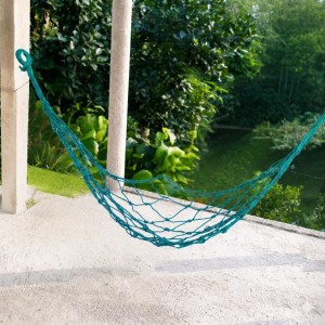 Nylon Net Hammock Swing for Adults â€“ Strong & Comfortable Hanging Jhulna for Indoor, Outdoor, Balcony, Home & Bedroom Use (Sea Green)