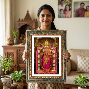 Madhubani Folk Art Decorative Photo Frame With White Mount | Premium Wall & Tabletop Picture Frame | Home, Office & Temple Decoration | 12x16 Inch (Pack Of 1) (F32662)