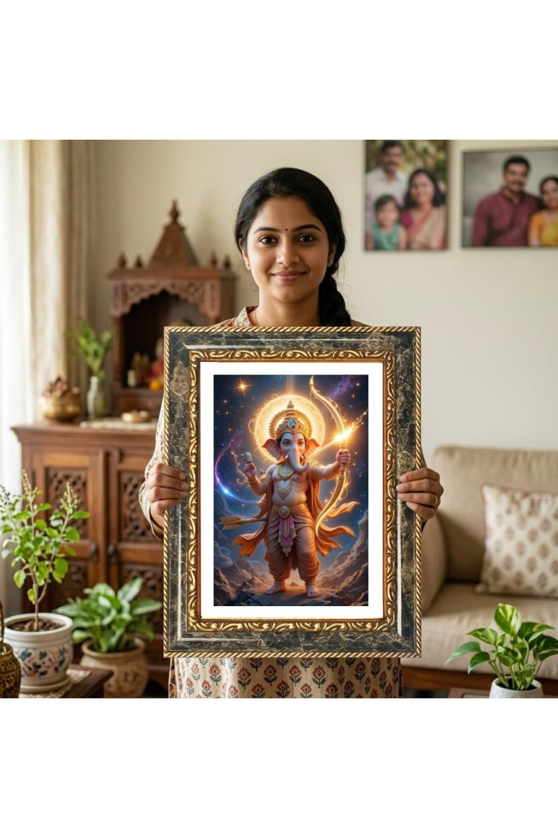 Ganeshaa Decorative Photo Frame With White Mount | Premium Wall & Tabletop Picture Frame | Home, Office & Temple Decoration | 8x12 Inch (Pack Of 1) (F32623)