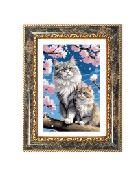 Charming Cat Decorative Photo Frame With White Mount | Premium Wall & Tabletop Picture Frame | Home, Office & Temple Decoration | 12x16 Inch (Pack Of 1) (F31388)
