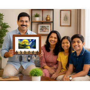 Decorative Wooden Photo Frame Key Hanger With Nature Picture, 12 X 8 Inch Wall Key Holder, 10 X 6 Inch Glossy Photo Frame, 6 Metal Hooks, Home Entrance Decor, Made In India (F38844) Decorative Wooden Photo Frame Key Hanger With Nature Picture, 12 X 8 Inch Wall Key Holder, 10 X 6 Inch Glossy Photo Frame, 6 Metal Hooks, Home Entrance Decor, Made In India (F38844)