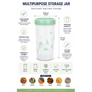 1 Litre Plastic Storage Container Set of 3 | Airtight Multipurpose Kitchen Containers for Dry Fruits, Snacks, Pulses, Sugar, Tea & Grocery Storage | BPA-Free Transparent Food Storage Jars