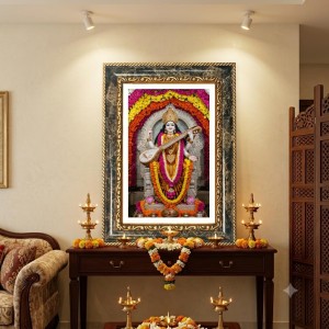Goddess Saraswati Decorative Photo Frame With White Mount | Premium Wall & Tabletop Picture Frame | Home, Office & Temple Decoration | 8x12 Inch (Pack Of 1) (F31230) Goddess Saraswati Decorative Photo Frame With White Mount | Premium Wall & Tabletop Picture Frame | Home, Office & Temple Decoration | 8x12 Inch (Pack Of 1) (F31230)