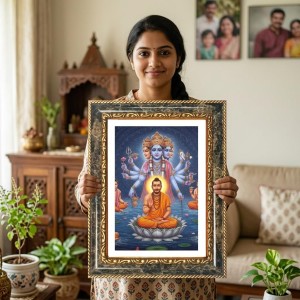 Brahma Decorative Photo Frame With White Mount | Premium Wall & Tabletop Picture Frame | Home, Office & Temple Decoration | 8x12 Inch (Pack Of 1) (F32397)