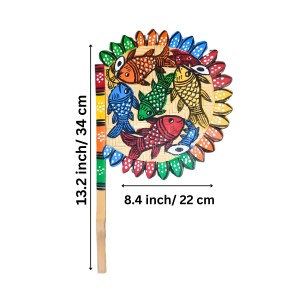 Handmade Bamboo Hand Fan (Hatpakha) â€“ Traditional Hand-Painted Handheld Fan for Cool Air, Home DÃ©cor, Festivals & Puja (Multi)