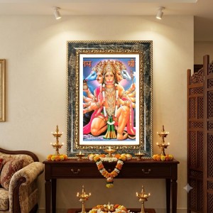 Hanuman Decorative Photo Frame With White Mount | Premium Wall & Tabletop Picture Frame | Home, Office & Temple Decoration | 8x12 Inch (Pack Of 1) (F33239)