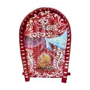 Handicrafts Bamboo Kulo Tray â€“ Handmade & Hand-Painted Soop/Kulo Basket with Traditional Art Design | DecorativeTray for Puja, Wedding Rituals, Home DÃ©cor, Storage & Gifting (Subha Bibaha)
