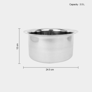 3.5 L Stainless Steel Patila, 1 2 X 24.5 cm (Pack of 1)