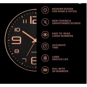 Hitech Sales Modern Classic Quartz Stylish Analog 25 Cm Decorative WallClock Battery Operated Round Easy to Read for Living Room Bedroom Office Kitchen School Hitech Sales Modern Classic Quartz Stylish Analog 25 Cm Decorative WallClock Battery Operated Round Easy to Read for Living Room Bedroom Office Kitchen School