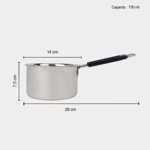 750 ml Stainless Steel Saucepan, 1 4 cm Dia. (Pack of 1) 750 ml Stainless Steel Saucepan, 1 4 cm Dia. (Pack of 1)