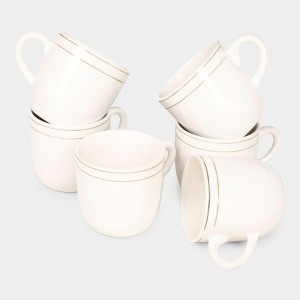 HiTech Sales 120 ml Stoneware Cup Set - Set of 6 (White) | Microwave Safe & Durable | Ideal for Tea & Coffee HiTech Sales 120 ml Stoneware Cup Set - Set of 6 (White) | Microwave Safe & Durable | Ideal for Tea & Coffee