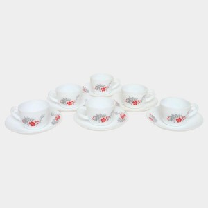 Hitech Sales 130 ml Opalware Cup & Saucer Set Red | Microwave Safe Ceramic Cup | Ideal for Daily Use Hitech Sales 130 ml Opalware Cup & Saucer Set Red | Microwave Safe Ceramic Cup | Ideal for Daily Use