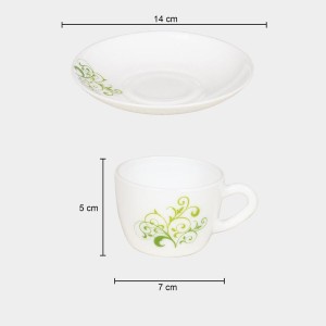Hitech Sales 120 ml Opalware Cup & Saucer Set Green | Microwave Safe Ceramic Cup | Ideal for Daily Use Hitech Sales 120 ml Opalware Cup & Saucer Set Green | Microwave Safe Ceramic Cup | Ideal for Daily Use
