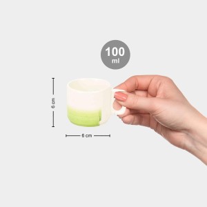Hitech Sales 100 ml Stoneware Cup White & Green | Microwave Safe Ceramic Cup | Ideal for Daily Use Hitech Sales 100 ml Stoneware Cup White & Green | Microwave Safe Ceramic Cup | Ideal for Daily Use