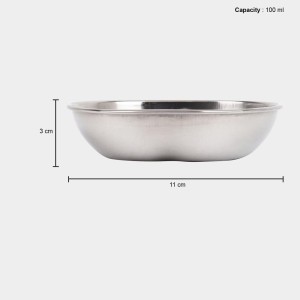 100 ml Stainless Steel Serving Bowl, 1 1 cm Dia. (Pack of 1) 100 ml Stainless Steel Serving Bowl, 1 1 cm Dia. (Pack of 1)