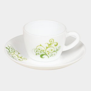 Hitech Sales 120 ml Opalware Cup & Saucer Set Green | Microwave Safe Ceramic Cup | Ideal for Daily Use Hitech Sales 120 ml Opalware Cup & Saucer Set Green | Microwave Safe Ceramic Cup | Ideal for Daily Use