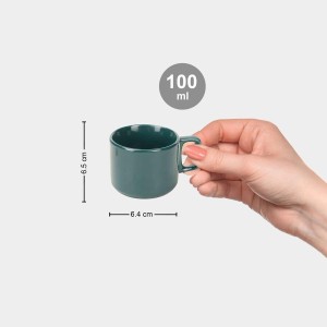 Hitech Sales 100 ml Stoneware Cup Green | Microwave Safe Ceramic Cup | Ideal for Daily Use Hitech Sales 100 ml Stoneware Cup Green | Microwave Safe Ceramic Cup | Ideal for Daily Use