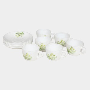 Hitech Sales 120 ml Opalware Cup & Saucer Set Green | Microwave Safe Ceramic Cup | Ideal for Daily Use Hitech Sales 120 ml Opalware Cup & Saucer Set Green | Microwave Safe Ceramic Cup | Ideal for Daily Use