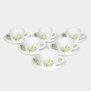 Hitech Sales 120 ml Opalware Cup & Saucer Set Green | Microwave Safe Ceramic Cup | Ideal for Daily Use Hitech Sales 120 ml Opalware Cup & Saucer Set Green | Microwave Safe Ceramic Cup | Ideal for Daily Use