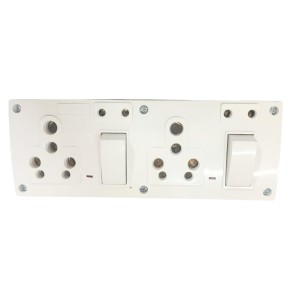 4 Universal Socket with 2 Switch Wall Plate, Multi Plug Electrical Outlet Board, Heavy Duty ABS, Home & Office Power Extension Wall Socket