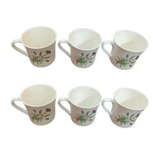 Ceramic Tea & Coffee Cups Set of 6 with Floral Design | White Printed Coffee Mugs for Home, Office & Gifting | Microwave & Dishwasher Safe Ceramic Tea & Coffee Cups Set of 6 with Floral Design | White Printed Coffee Mugs for Home, Office & Gifting | Microwave & Dishwasher Safe
