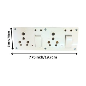 4 Universal Socket with 2 Switch Wall Plate, Multi Plug Electrical Outlet Board, Heavy Duty ABS, Home & Office Power Extension Wall Socket