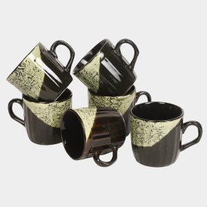 Hitech Sales 120 ml Stoneware Cup Set of 6 Black | Durable & Microwave Safe | Set for Tea/Coffee Elegant Design Hitech Sales 120 ml Stoneware Cup Set of 6 Black | Durable & Microwave Safe | Set for Tea/Coffee Elegant Design