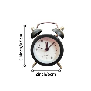 Small Twin-Bell Analog Alarm Clock for Bedroom | Loud Vintage Alarm, Battery Operated Mini Table Clock for Kids & Adults | Portable Classic Bedside Clock (1 Pc) (3.8 inch/2inch) Black Small Twin-Bell Analog Alarm Clock for Bedroom | Loud Vintage Alarm, Battery Operated Mini Table Clock for Kids & Adults | Portable Classic Bedside Clock (1 Pc) (3.8 inch/2inch) Black