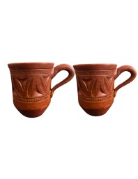 Handcrafted Terracotta Clay Mug with Handle – Eco-Friendly Traditional Kulhad Style Cup for Tea & Coffee (300 ml Approx) (2)