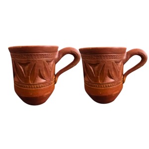 Handcrafted Terracotta Clay Mug with Handle – Eco-Friendly Traditional Kulhad Style Cup for Tea & Coffee (300 ml Approx) (2) Handcrafted Terracotta Clay Mug with Handle – Eco-Friendly Traditional Kulhad Style Cup for Tea & Coffee (300 ml Approx) (2)