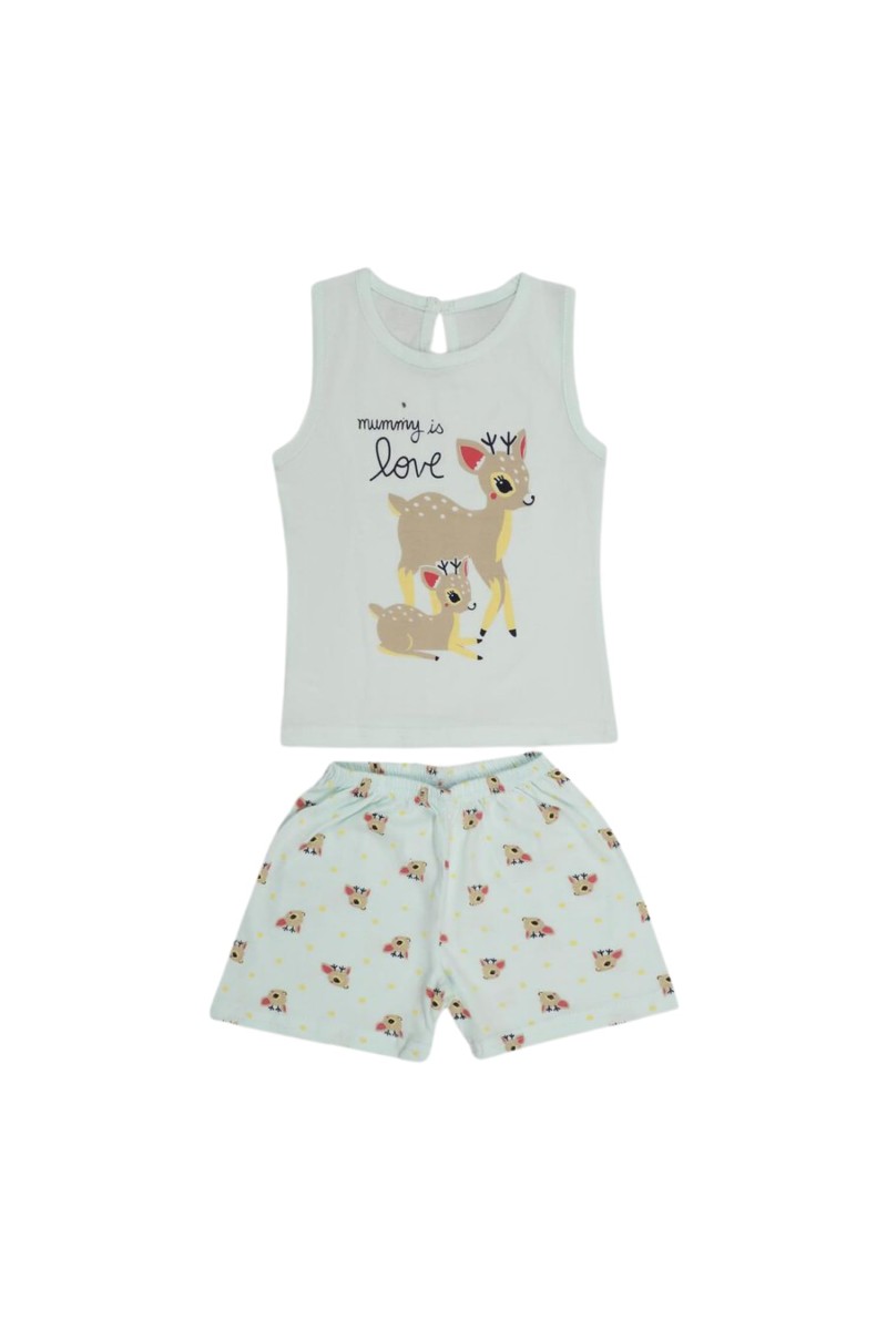 Infant Girls' 100% Cotton Short Set – Soft Breathable Summer Outfit for Baby and Toddler Girls, 2-Piece Clothing Set (Light Green, 12-18 Months)
