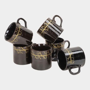 Hitech Sales 120 ml Stoneware Cup Set of 6 Black | Durable & Microwave Safe | Set for Tea/Coffee Hitech Sales 120 ml Stoneware Cup Set of 6 Black | Durable & Microwave Safe | Set for Tea/Coffee