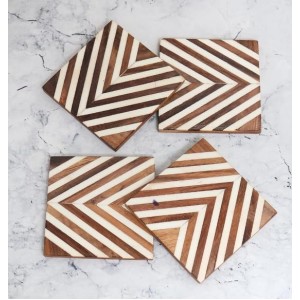 Modern Handcrafted Wooden Coasters – Set of 4 | Stylish Drink Mats for Tea, Coffee & Beverages | Durable Table Coaster Set for Home & Office Décor Modern Handcrafted Wooden Coasters – Set of 4 | Stylish Drink Mats for Tea, Coffee & Beverages | Durable Table Coaster Set for Home & Office Décor
