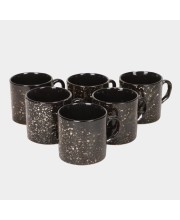 HiTech Sales 120 ml Stoneware Cup Set - Set of 6 (Black) | Durable & Microwave Safe | Ideal for Tea & Coffee