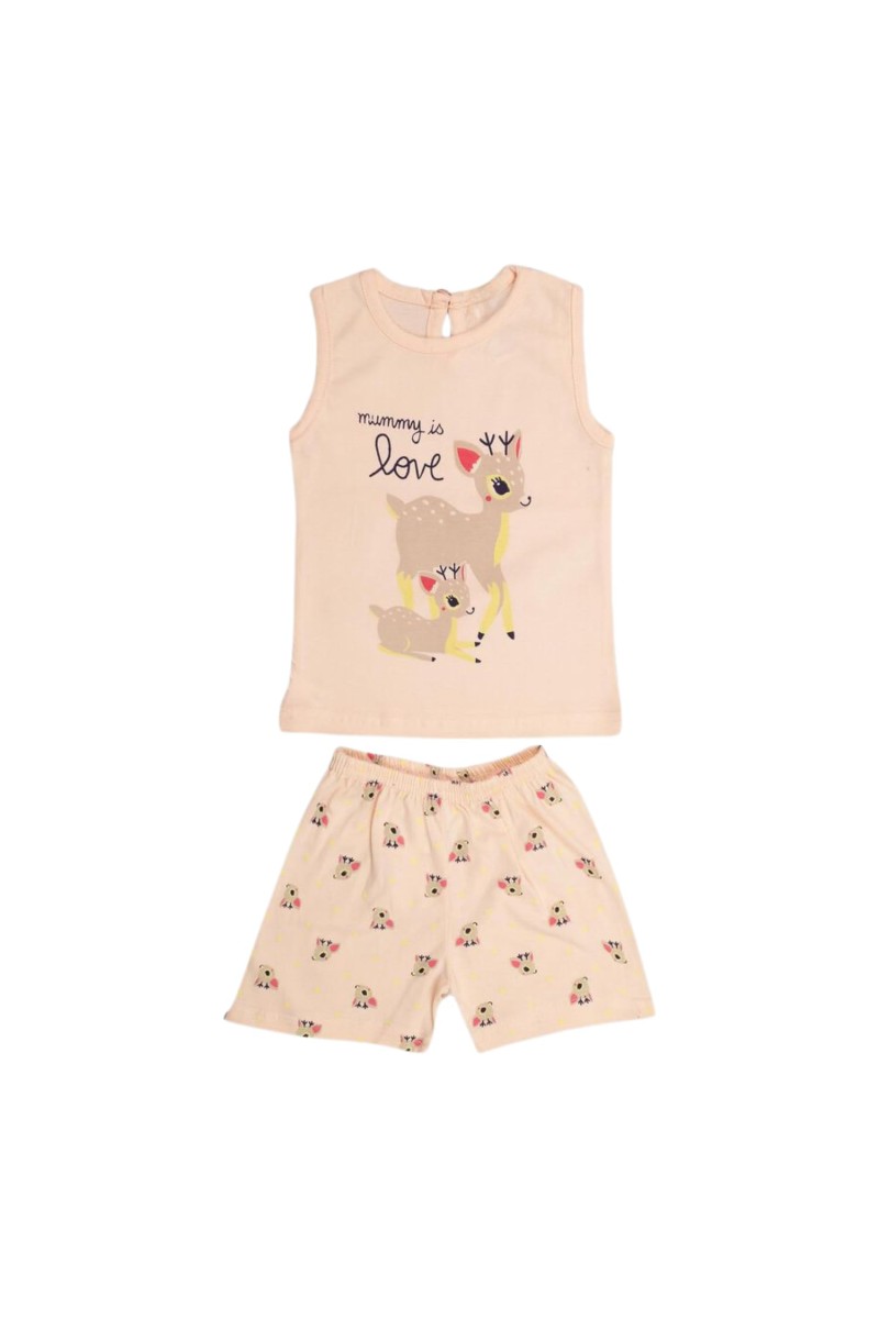 Infant Girls' 100% Cotton Short Set – Soft Breathable Summer Outfit for Baby and Toddler Girls, 2-Piece Clothing Set (Peach, 12-18 Months)