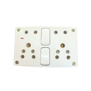 4 Universal Socket with 2 Switch Wall Plate, Multi Plug Electrical Outlet Board, Heavy Duty ABS, Home & Office Power Extension Wall Socket