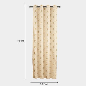 Home Beautiful 7ft. Beige Printed Eyelet Window Curtains - (M2748) Home Beautiful 7ft. Beige Printed Eyelet Window Curtains - (M2748)