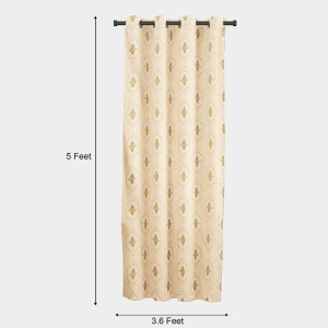 Home Beautiful 5ft. Beige Printed Eyelet Window Curtains - (M2754) Home Beautiful 5ft. Beige Printed Eyelet Window Curtains - (M2754)
