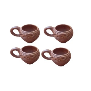 Handcrafted Clay Tea Cup Natural Terracotta Mug Eco-Friendly Pottery Hand Made Kulhad (Set of 4) Handcrafted Clay Tea Cup Natural Terracotta Mug Eco-Friendly Pottery Hand Made Kulhad (Set of 4)