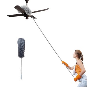 HiTechMart 2025 Upgraded Long Handle Microfiber Feather Ceiling Duster for Dust Cleaning with extendable Pole 100 Inch with Anti Scratch Bendable Brush for Cleaning High Cobweb Stick high Ceiling Fan