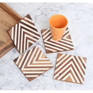 Modern Handcrafted Wooden Coasters – Set of 4 | Stylish Drink Mats for Tea, Coffee & Beverages | Durable Table Coaster Set for Home & Office Décor Modern Handcrafted Wooden Coasters – Set of 4 | Stylish Drink Mats for Tea, Coffee & Beverages | Durable Table Coaster Set for Home & Office Décor