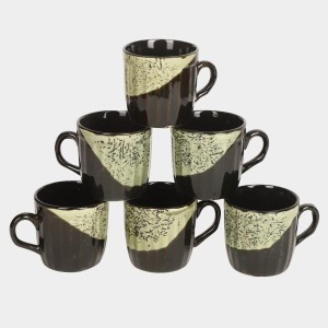 Hitech Sales 120 ml Stoneware Cup Set of 6 Black | Durable & Microwave Safe | Set for Tea/Coffee Elegant Design Hitech Sales 120 ml Stoneware Cup Set of 6 Black | Durable & Microwave Safe | Set for Tea/Coffee Elegant Design