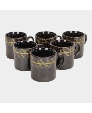 Hitech Sales 120 ml Stoneware Cup Set of 6 Black | Durable & Microwave Safe | Set for Tea/Coffee