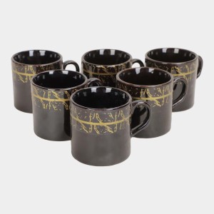Hitech Sales 120 ml Stoneware Cup Set of 6 Black | Durable & Microwave Safe | Set for Tea/Coffee Hitech Sales 120 ml Stoneware Cup Set of 6 Black | Durable & Microwave Safe | Set for Tea/Coffee