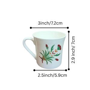 Ceramic Tea & Coffee Cups Set of 6 with Floral Design | White Printed Coffee Mugs for Home, Office & Gifting | Microwave & Dishwasher Safe Ceramic Tea & Coffee Cups Set of 6 with Floral Design | White Printed Coffee Mugs for Home, Office & Gifting | Microwave & Dishwasher Safe