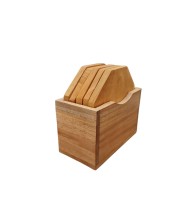 Wooden Coasters Set of 5 with Holder – Natural Wood Tea & Coffee Coaster Set, Heat Resistant Table Protection for Home, Office & Dining Wooden Coasters Set of 5 with Holder – Natural Wood Tea & Coffee Coaster Set, Heat Resistant Table Protection for Home, Office & Dining
