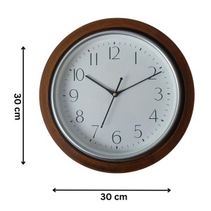 Brown Wooden Type Design Round Analog Clock with Black Numbers | Silent Sweep Quartz Movement | Decorative Wall Clock for Home, Office, and Living Room | Length-Breadth-Height 30cm x 30cm x 1.5cm Brown Wooden Type Design Round Analog Clock with Black Numbers | Silent Sweep Quartz Movement | Decorative Wall Clock for Home, Office, and Living Room | Length-Breadth-Height 30cm x 30cm x 1.5cm