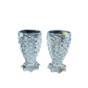 Textured Glass Goblet Set of 2 | Clear Footed Drinking Glasses for Juice, Water, Mocktails & Desserts | Elegant Vintage Design Textured Glass Goblet Set of 2 | Clear Footed Drinking Glasses for Juice, Water, Mocktails & Desserts | Elegant Vintage Design