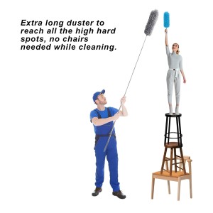 HiTechMart 2025 Upgraded Long Handle Microfiber Feather Ceiling Duster for Dust Cleaning with extendable Pole 100 Inch with Anti Scratch Bendable Brush for Cleaning High Cobweb Stick high Ceiling Fan